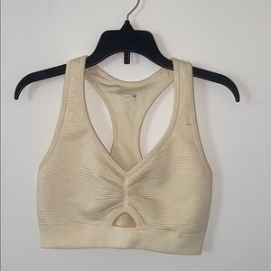 Aerie Offline Ribbed Cream Sports Bra